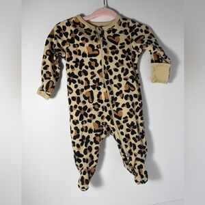wonder nation, carters Leopard Heart Zip Footed One-Piece - Beige, Black, Brown